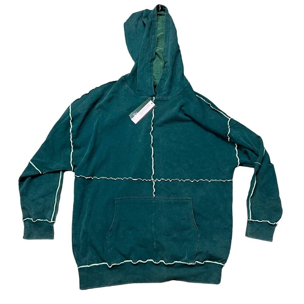 Wild Fable Women's Green Long Sleeve Seamed Hooded Sweatshirt - Medium - NWT - Picture 1 of 8